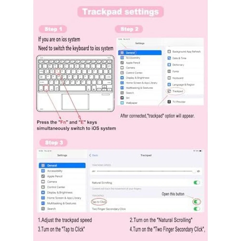 Pink Backlit Bluetooth Keyboard Case with Trackpad for iPad Air 4/5 & Pro 11